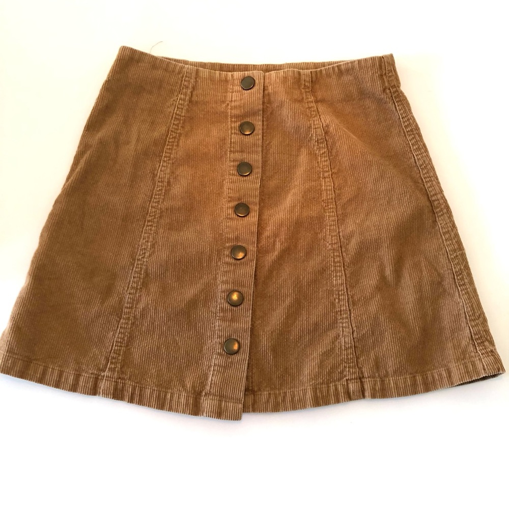 Wishlist Corduroy A-Line Mini Skirt Caramel Brown Snap Button Front Women’s S - Picture 5 of 13